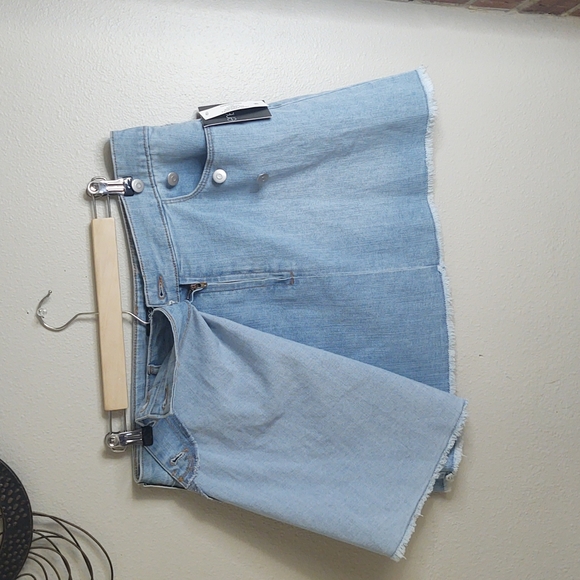 NWT Energie asymmetrical faux wrap denim skirt - Picture 3 of 5